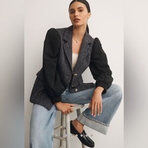 Anthropologie Maeve Mixed Media Relaxed Jacket